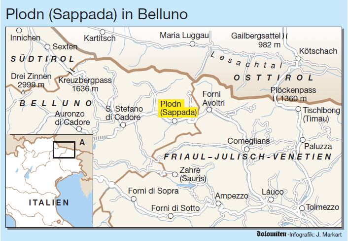 Grafik: Plodn (Sappada) - Lage