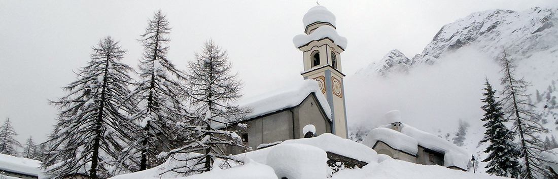 Die Kirche von Bosco Gurin im schweizerischen Tessin; Quelle: Museums-Archiv