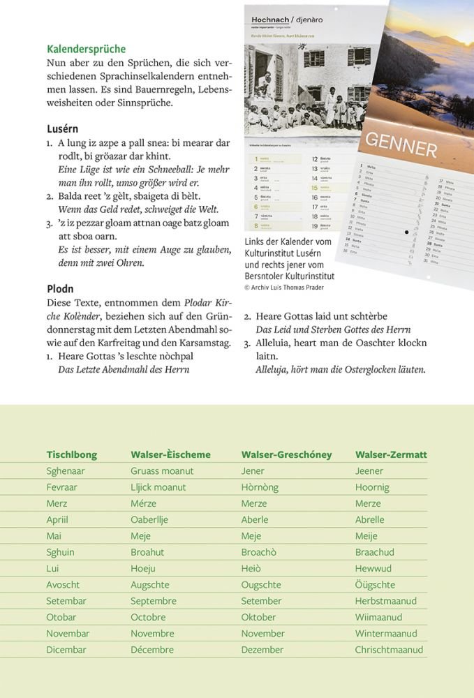 Über „Cholendar“, „Mörze“, „eirta“ und „bunderberk“
