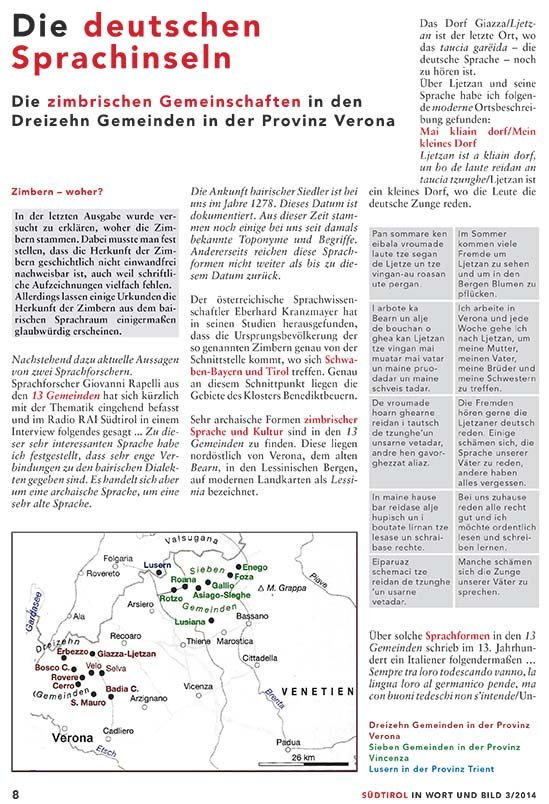 Aus "Südtirol - in Wort und Bild" - Beitrag über die Dreizehn Gemeinden